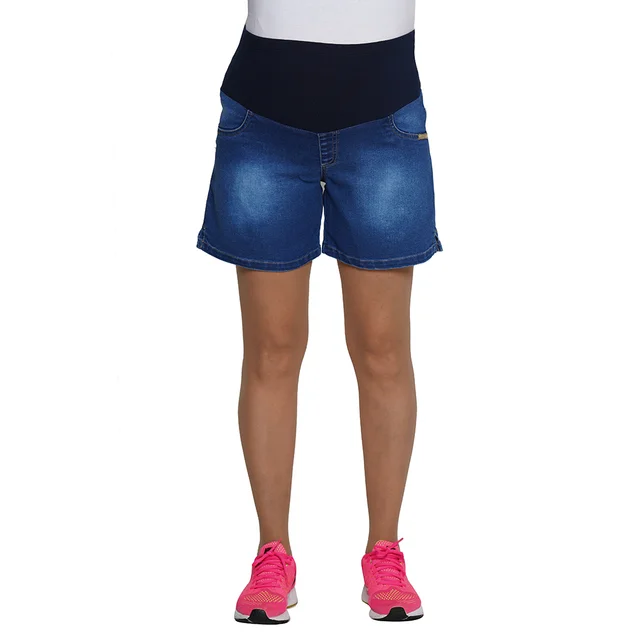 SHORT JEAN ELASTIZADO CON FAJA DE ALGODON EN CINTURA
