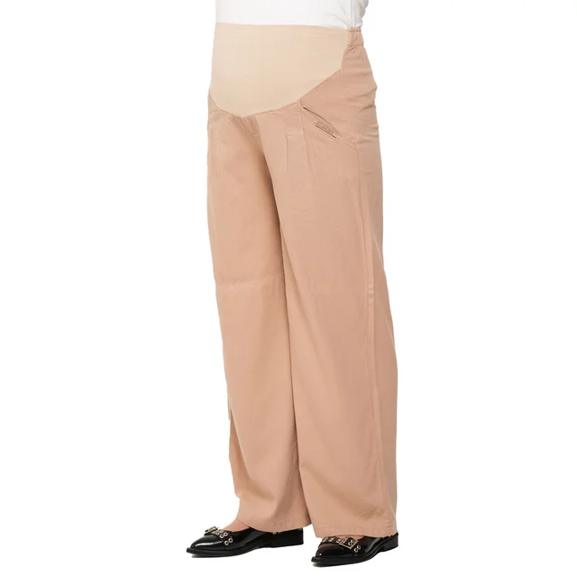 PANTALON DE LINO PIERNA ANCHA CON BOLSILLO Y PINZA, FAJA ELASTIZADA EN PANZA