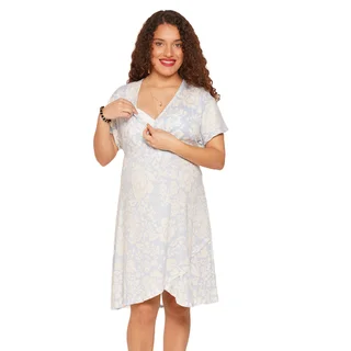 VESTIDO DE SLOOP ELASTIZADO ESTAMPADO CRUZADO PARA AMAMANTAR - Vista 4