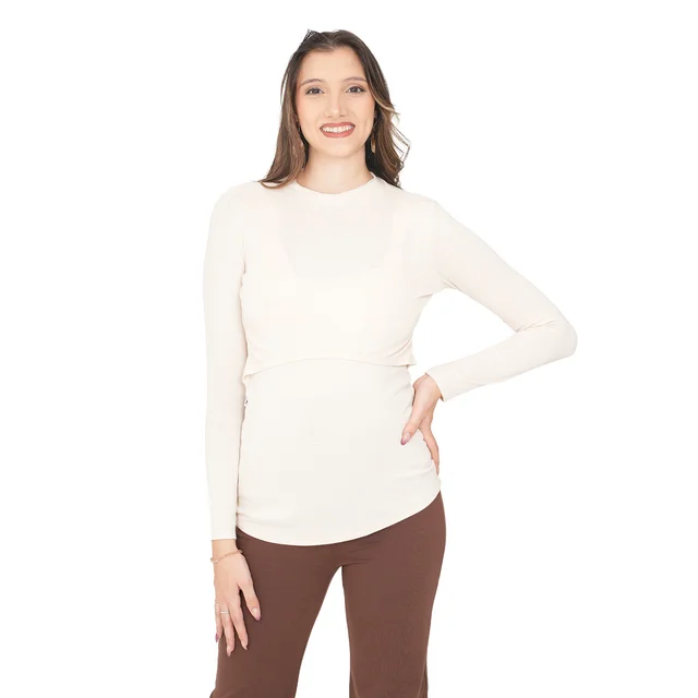 REMERA SEMIPOLERA SUPER ELASTIZADA CON APERTURA PARA AMAMANTAR