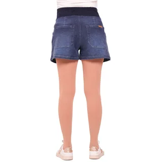 SHORT JEAN PIERNA WIDE CON FAJA ELASTIZADA DE ALGODON EN LA CINTURA, ESPALDA CON PINZAS - Vista 4