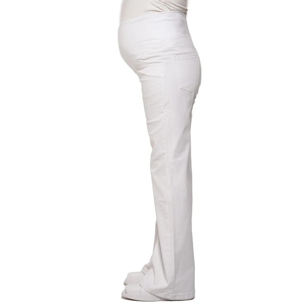 JEAN BLANCO OXFORD CON FAJA DE ALGODON ELASTIZADA EN PANZA