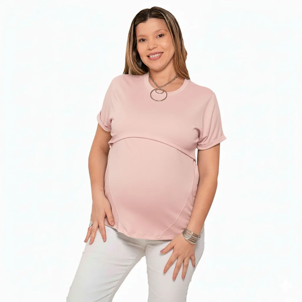 REMERA ELASTIZADA OVERSIZE CON RECORTES Y SISTEMA PARA AMAMANTAR