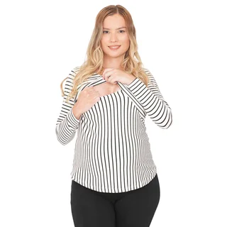REMERA RAYAS CON SOBRE DELANTERO PARA AMAMANTAR - Vista 4