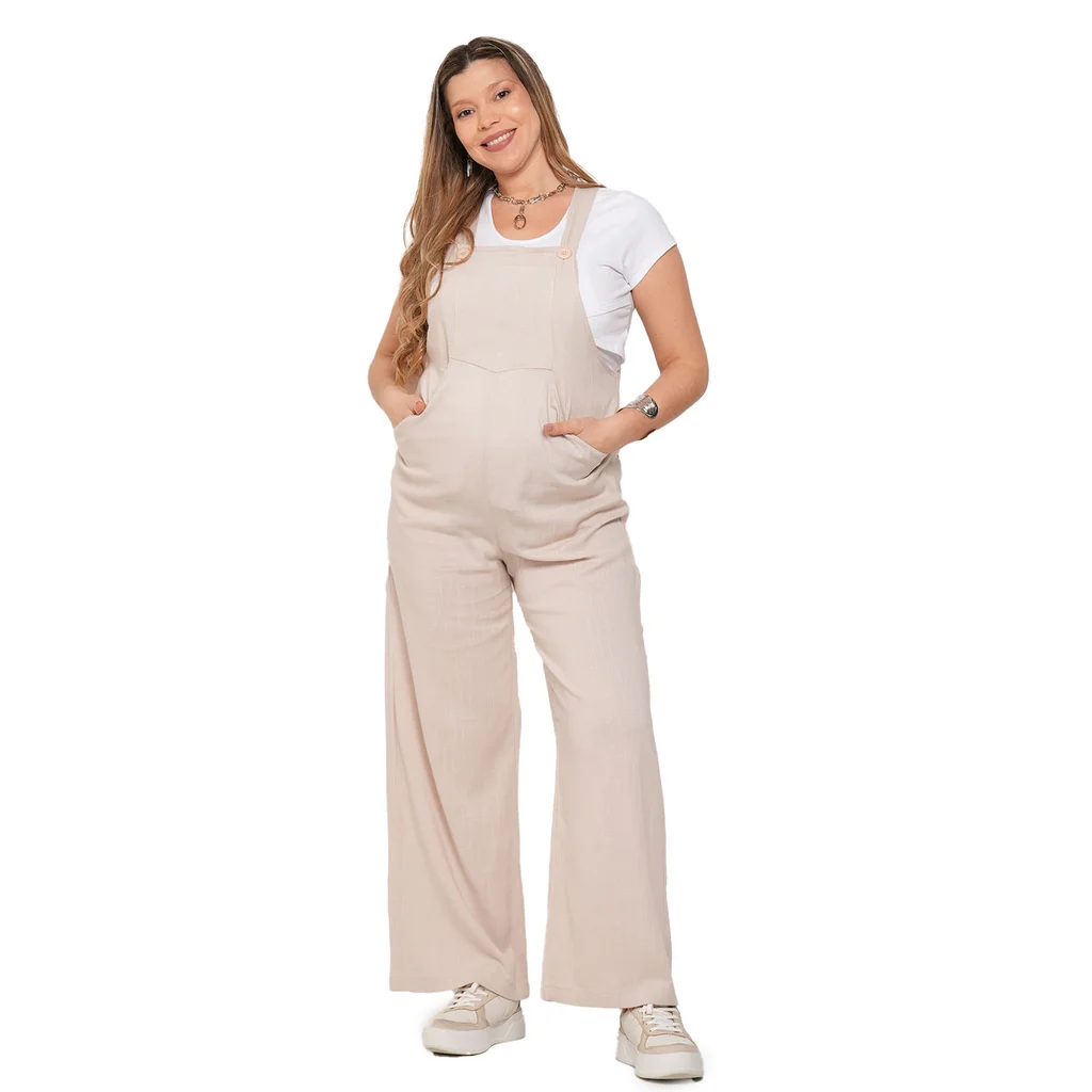MONO LINO ELASTIZADO OVER SIZE CON BOLSILLOS LATERALES