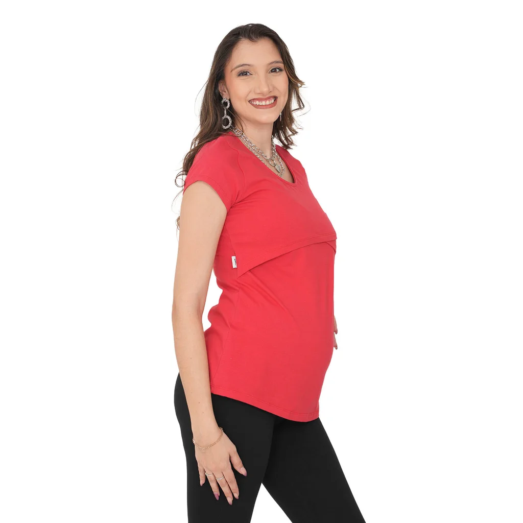 REMERA ALGODON ELASTIZADO CON DELANTERO PARA AMAMANTAR CRUZADO
