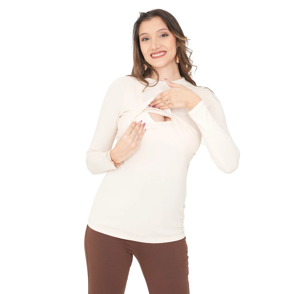 REMERA SEMIPOLERA SUPER ELASTIZADA CON APERTURA PARA AMAMANTAR