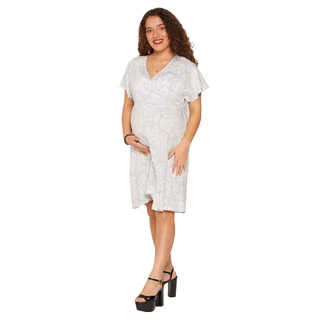 VESTIDO DE SLOOP ELASTIZADO ESTAMPADO CRUZADO PARA AMAMANTAR - Vista 3