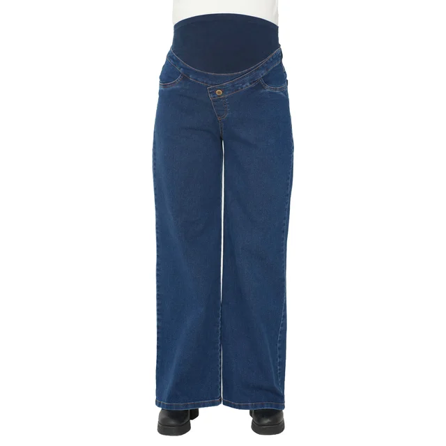 JEAN SEMI WIDE CON FRENTE IRREGULAR FAJA DE ALGODON ELASTIZADO EN PANZA