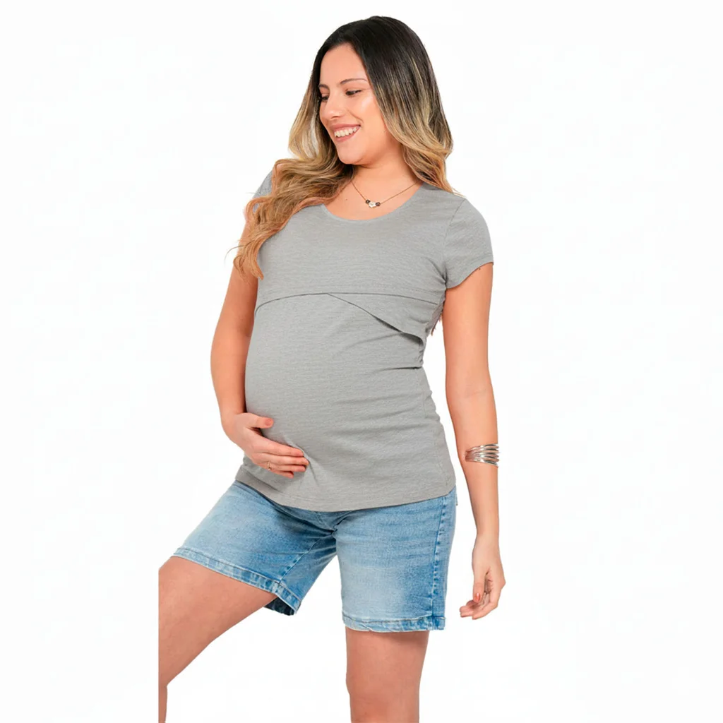 REMERA ALGODON ELASTIZADO CON DELANTERO PARA AMAMANTAR CRUZADO