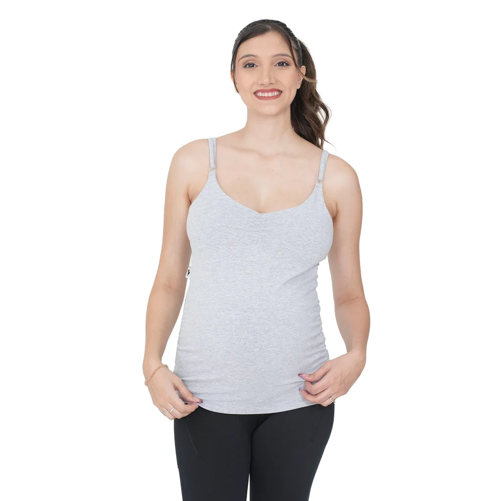MUSCULOSA ALGODON ELASTIZADA CON FRUNCE CON GANCHO PARA AMAMANTAR