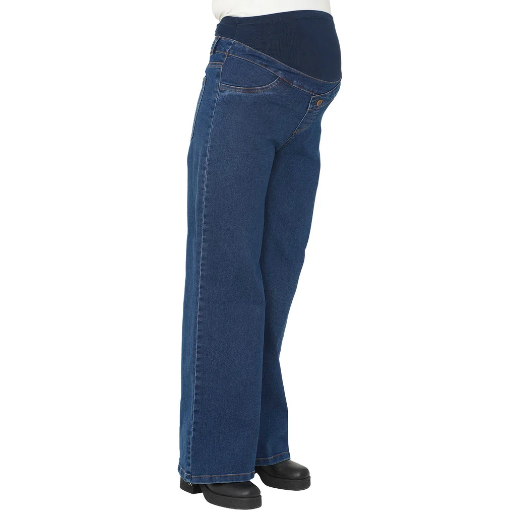 JEAN SEMI WIDE CON FRENTE IRREGULAR FAJA DE ALGODON ELASTIZADO EN PANZA