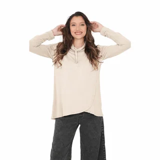 BUZO TELA ESMERILADA CON SISTEMA PARA AMAMANTAR CUELLO POLERA - Vista 4