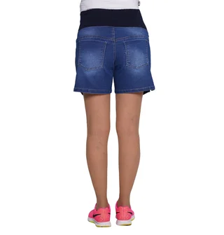 SHORT JEAN ELASTIZADO CON FAJA DE ALGODON EN CINTURA - Vista 4