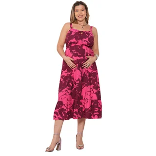VESTIDO ESTAMPADO DE TELA PLANA CON SISTEMA PARA AMAMANTAR Y ELASTICOS EN LA ESPALDA PARA DAR CAPACIDAD A LA PANZA Y BUSTO - Vista 1