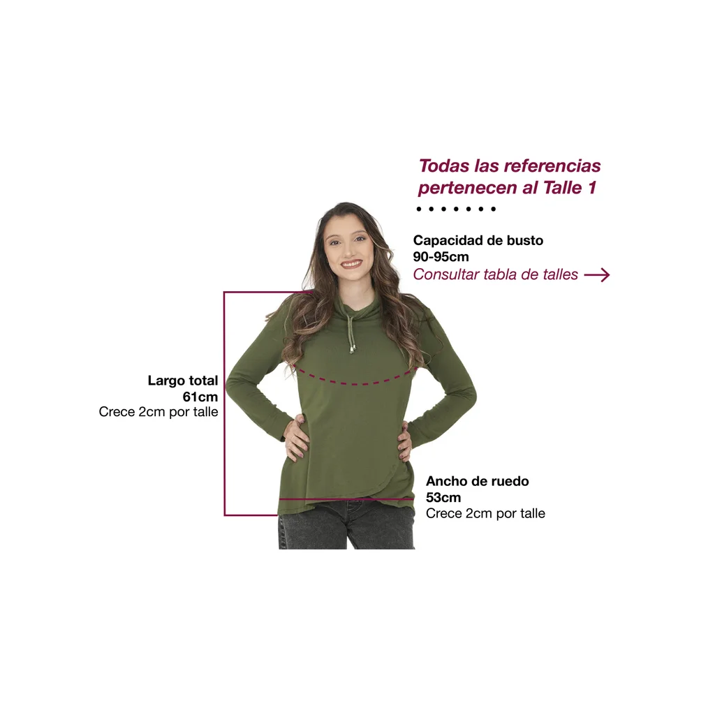 BUZO TELA ESMERILADA CON SISTEMA PARA AMAMANTAR CUELLO POLERA