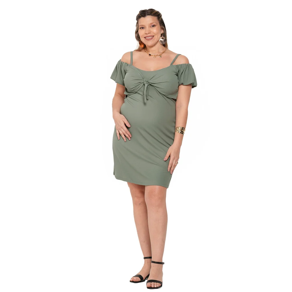 VESTIDO MICROMORLEY CON MANGA GLOBO Y TORERITA DELANTERA PARA AMAMANTAR