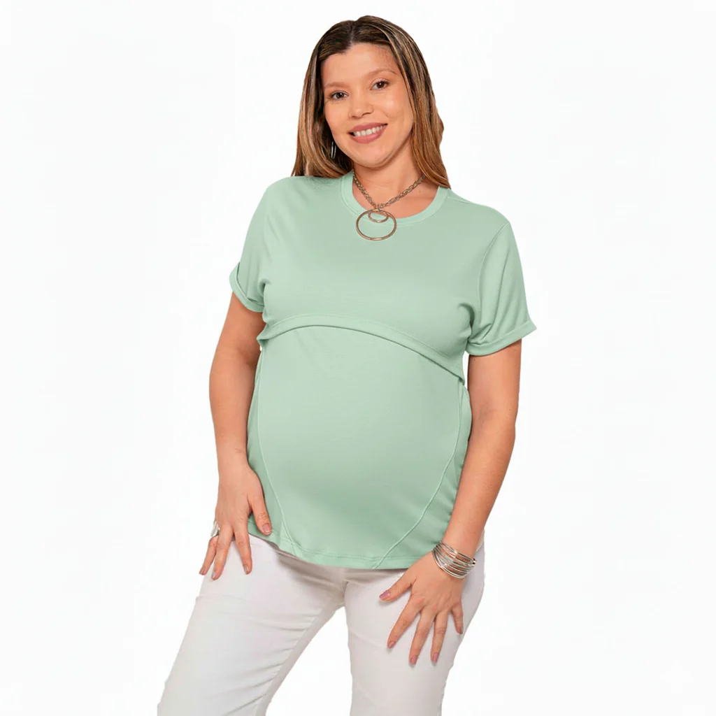 REMERA ELASTIZADA OVERSIZE CON RECORTES Y SISTEMA PARA AMAMANTAR