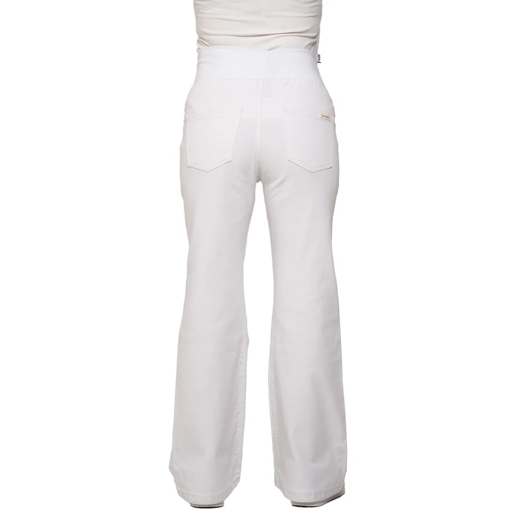 JEAN BLANCO OXFORD CON FAJA DE ALGODON ELASTIZADA EN PANZA