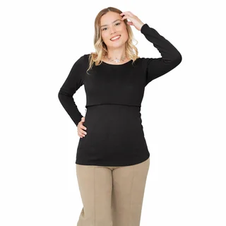 REMERA LANILLA CLASICA CON CUELLO AMPLIO Y RECORTE DELANTERO PARA AMAMANTAR - Vista 6