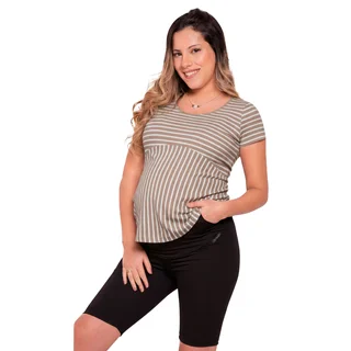 REMERA RALLADA ELASTIZADA CON SISTEMA PARA AMAMANTAR - Vista 6