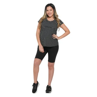 REMERA RALLADA ELASTIZADA CON SISTEMA PARA AMAMANTAR - Vista 2
