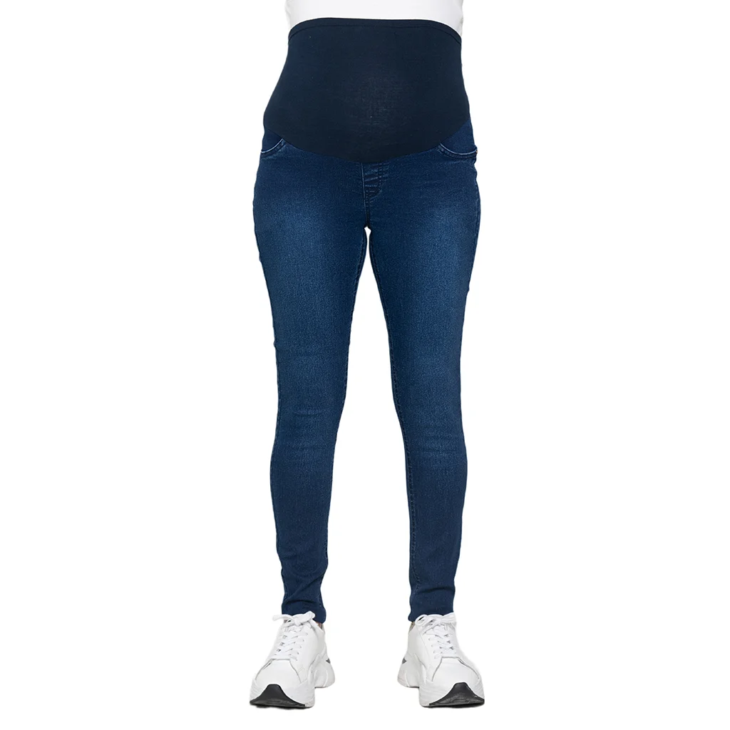 JEAN SUPER ELASTIZADO CON FAJA DE ALGODON DELANTERA ALTA Y ESPALDA EN V TERMIANDA EN JEAN