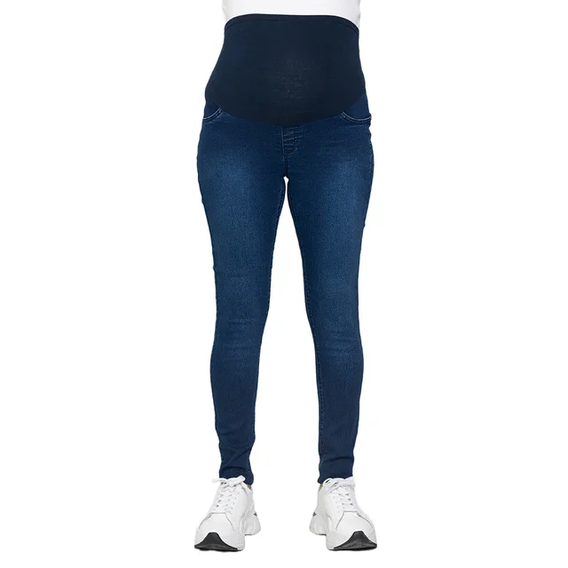 JEAN SUPER ELASTIZADO CON FAJA DE ALGODON DELANTERA ALTA Y ESPALDA EN V TERMIANDA EN JEAN