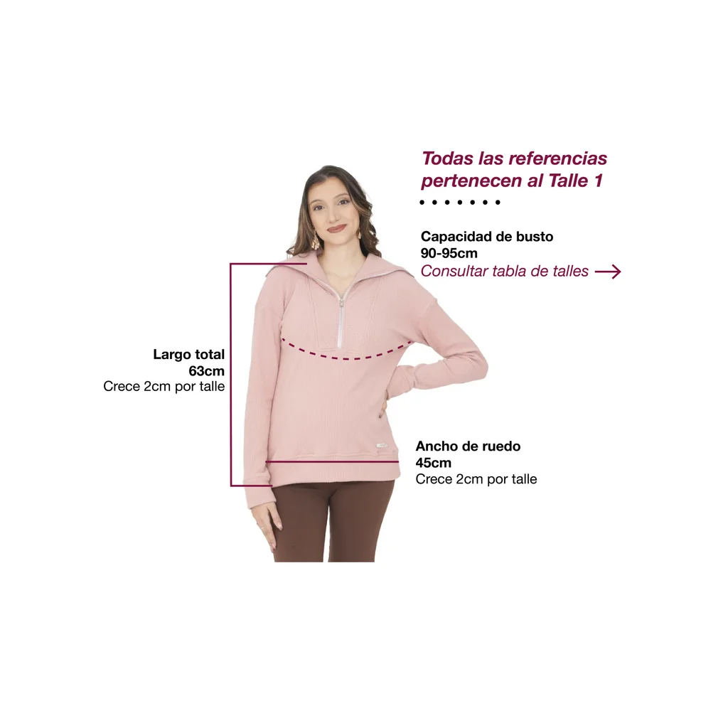 SWEATER LANILLA MORLEY CON CIERRE METALIZADO AMPLIO PARA AMAMANTAR