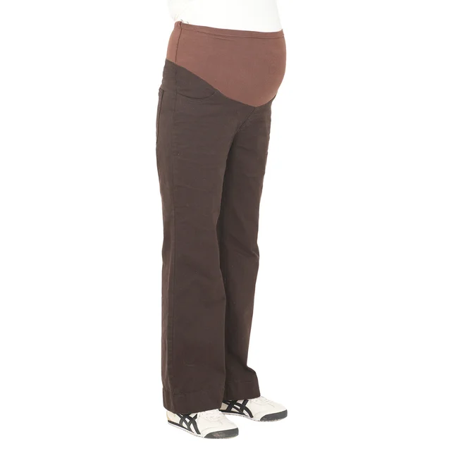 PANTALON RECTO DE GABARDINA ELASTIZADA CON BOTAMANGA ANCHO Y FAJA DE LAGODON ELASTIZADA EN PANZA