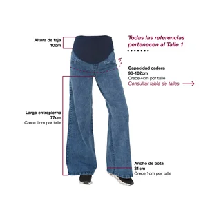 JEAN SUPER WIDE AZUL GASTADO CON FAJA DE ALGODON ELASTIZADA EN PANZA - Vista 5