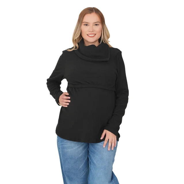 POLERA CUELLO IRREGULAR TELA LANILLA MORLEY FRIZADA CON SISTEMA PARA AMAMANTAR