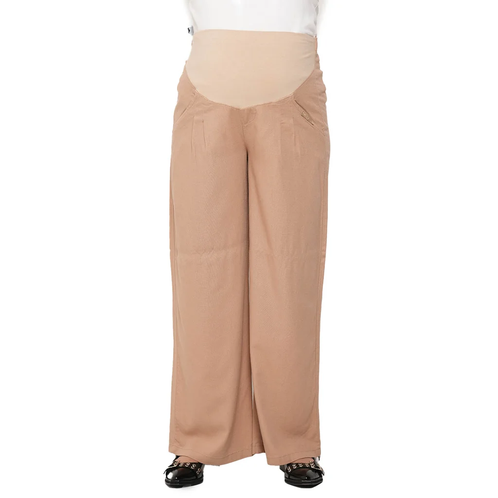 PANTALON DE LINO PIERNA ANCHA CON BOLSILLO Y PINZA, FAJA ELASTIZADA EN PANZA