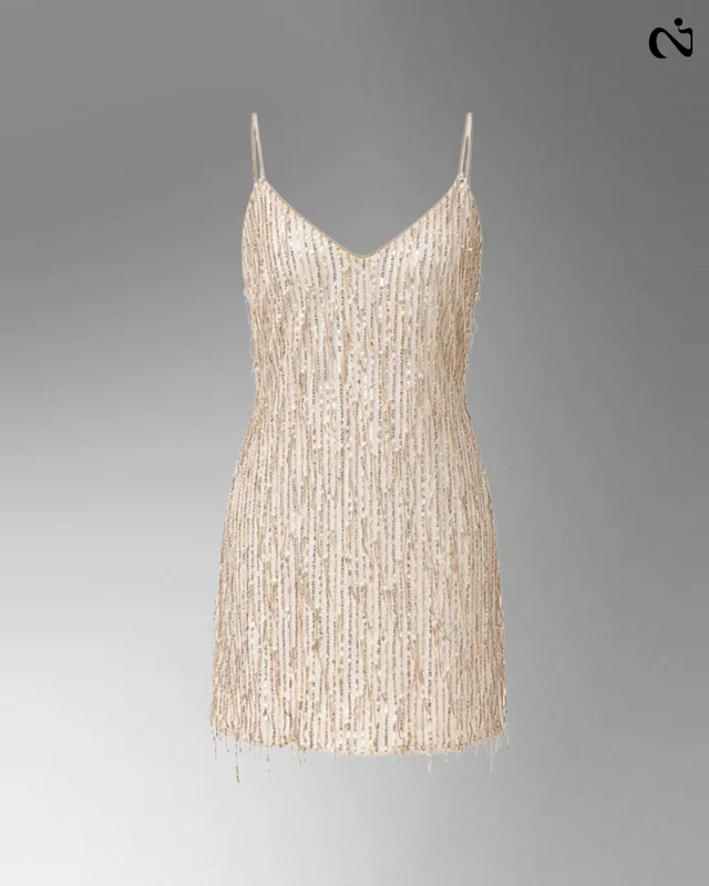 VESTIDO VAINA FLECOS