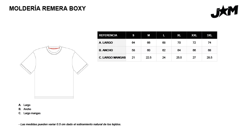 Molder&iacute;a remera boxy
