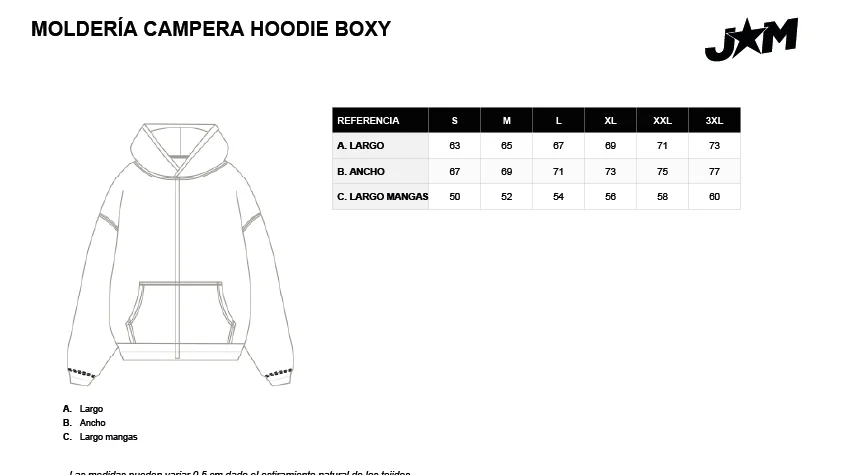 Molder&iacute;a campera hoodie boxy