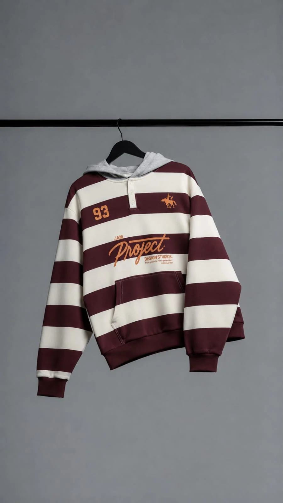 60972 - BUZO CANGURO RUSTICO RAYADO DOBLE ESTAMP
