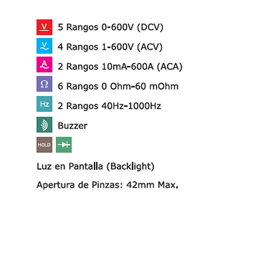 * PINZA AMPEROMETRICA DIGITAL INTELIGENTE CON NCV AC 600A. SIN PILAS.