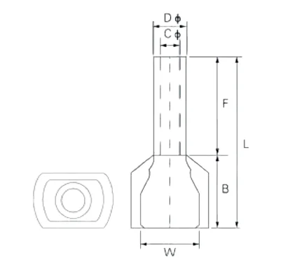 TERMINAL TUBULAR DOBLE AISLADO 2X0,75 NEGRO