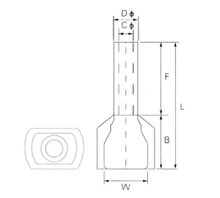 TERMINAL TUBULAR DOBLE AISLADO 2X0,75 NEGRO - Vista 2