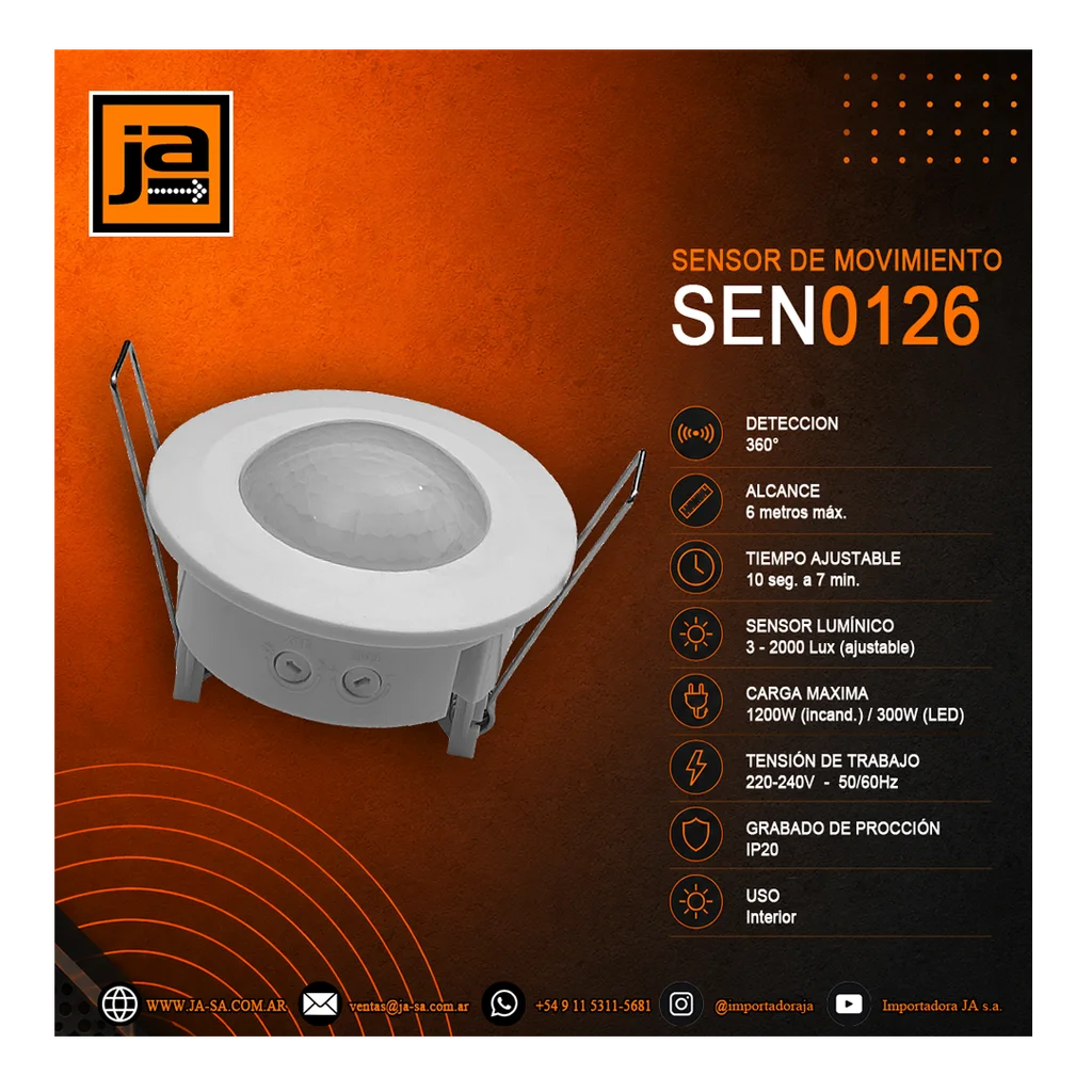 * SENSOR DE MOVIMIENTO 360° PARA EMBUTIR EN DURLOCK / TECHO