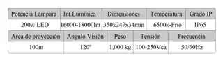 REFLECTOR LED 200W BCO FRIO - Vista 1