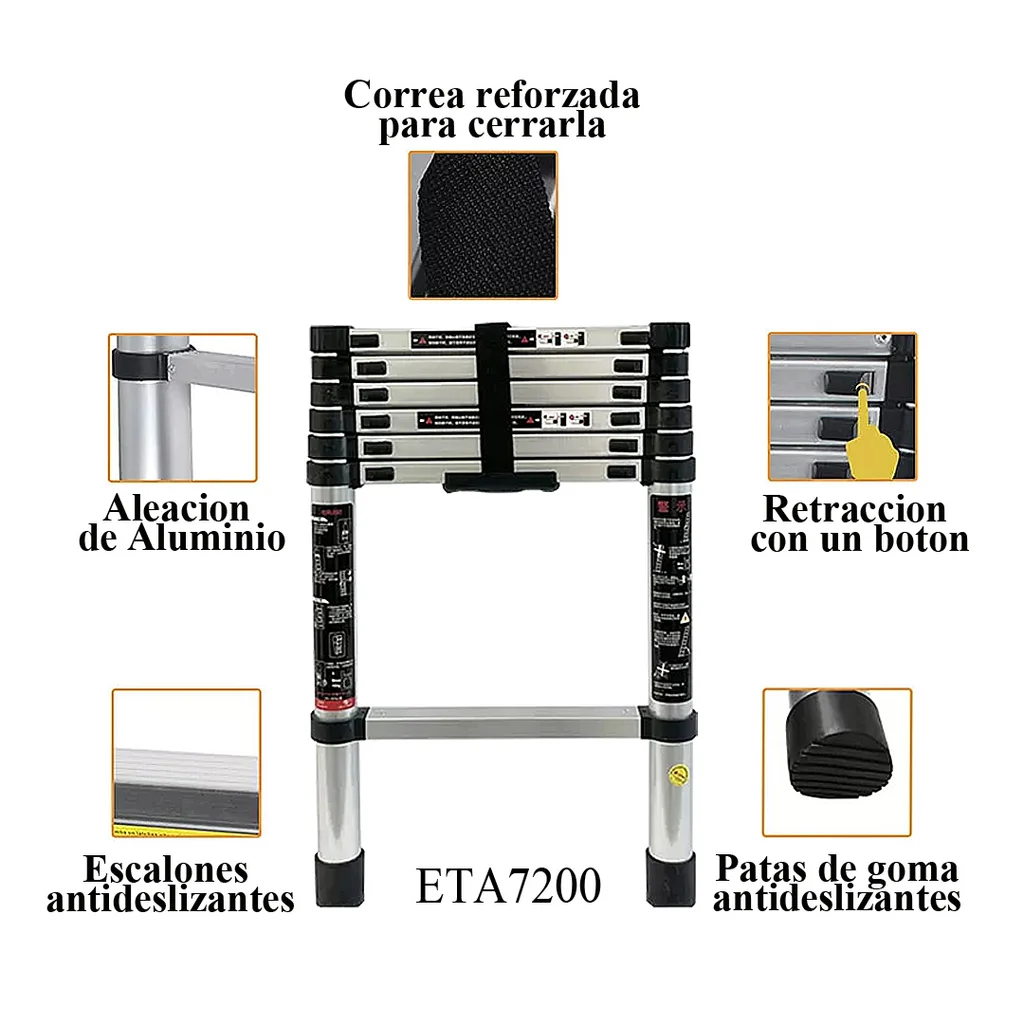 ESCALERA TELESCOPICA DE ALUMINIO, 7