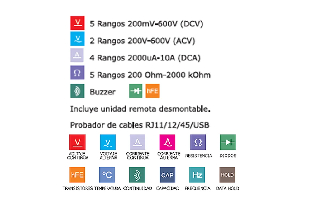 * TESTER DIGITAL CON PROBADOR DE CABLES SIN PILAS.