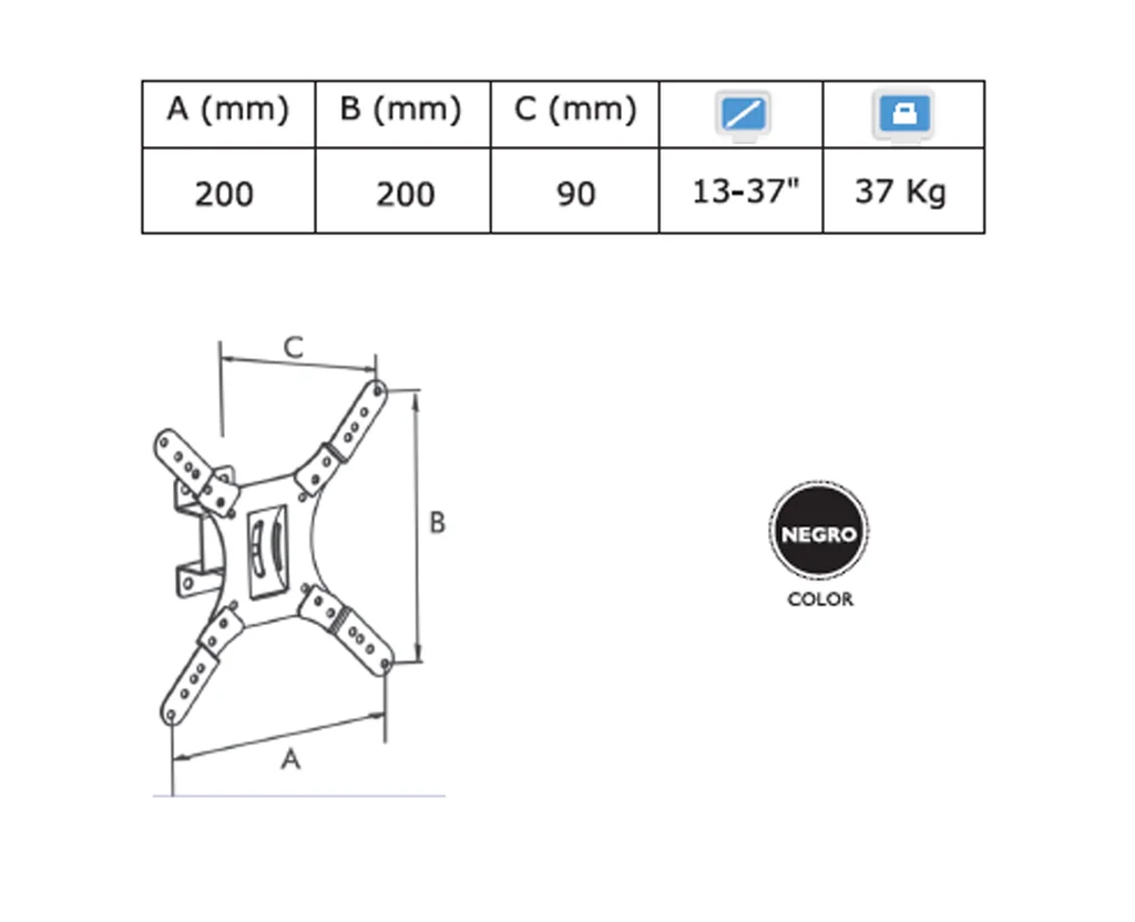 SOPORTE CON BRAZO MOVIL PARA TV LED/LCD, DE 13-37". LCD201X