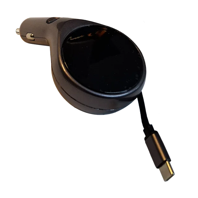 CARGADOR RAPIDO USB-C PARA AUTO DE 60W CON CABE RETRACTIL