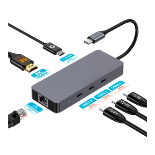 * HUB C 6 EN 1- RJ45,HDMI 4K,USB,PD - Vista 2