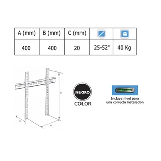SOPORTE FIJO PARA TV LED/LCD DE 25-52".  - Vista 2