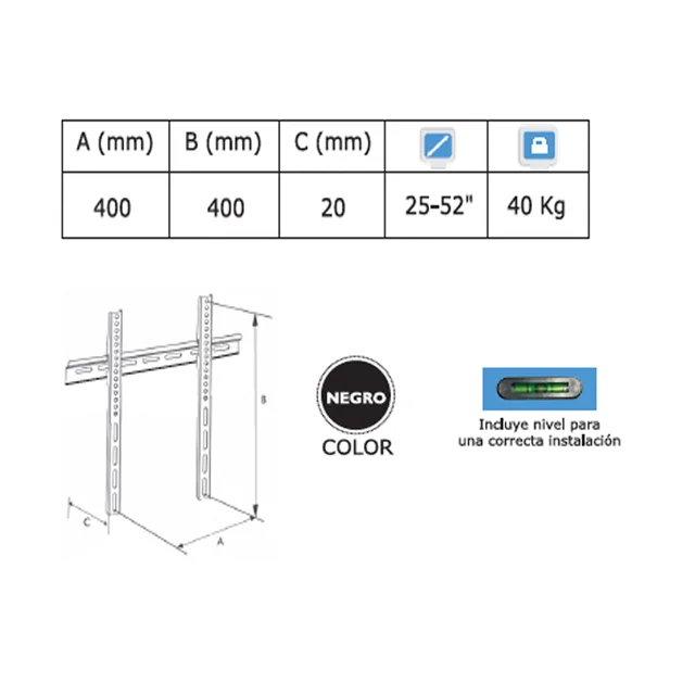 SOPORTE FIJO PARA TV LED/LCD DE 25-52". 