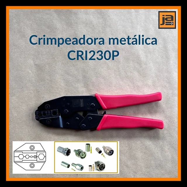 CRIMPEADORA METALICA CON RATCHET PARA TERMINALES COAXIALES F/BNC/TNC/SMA.